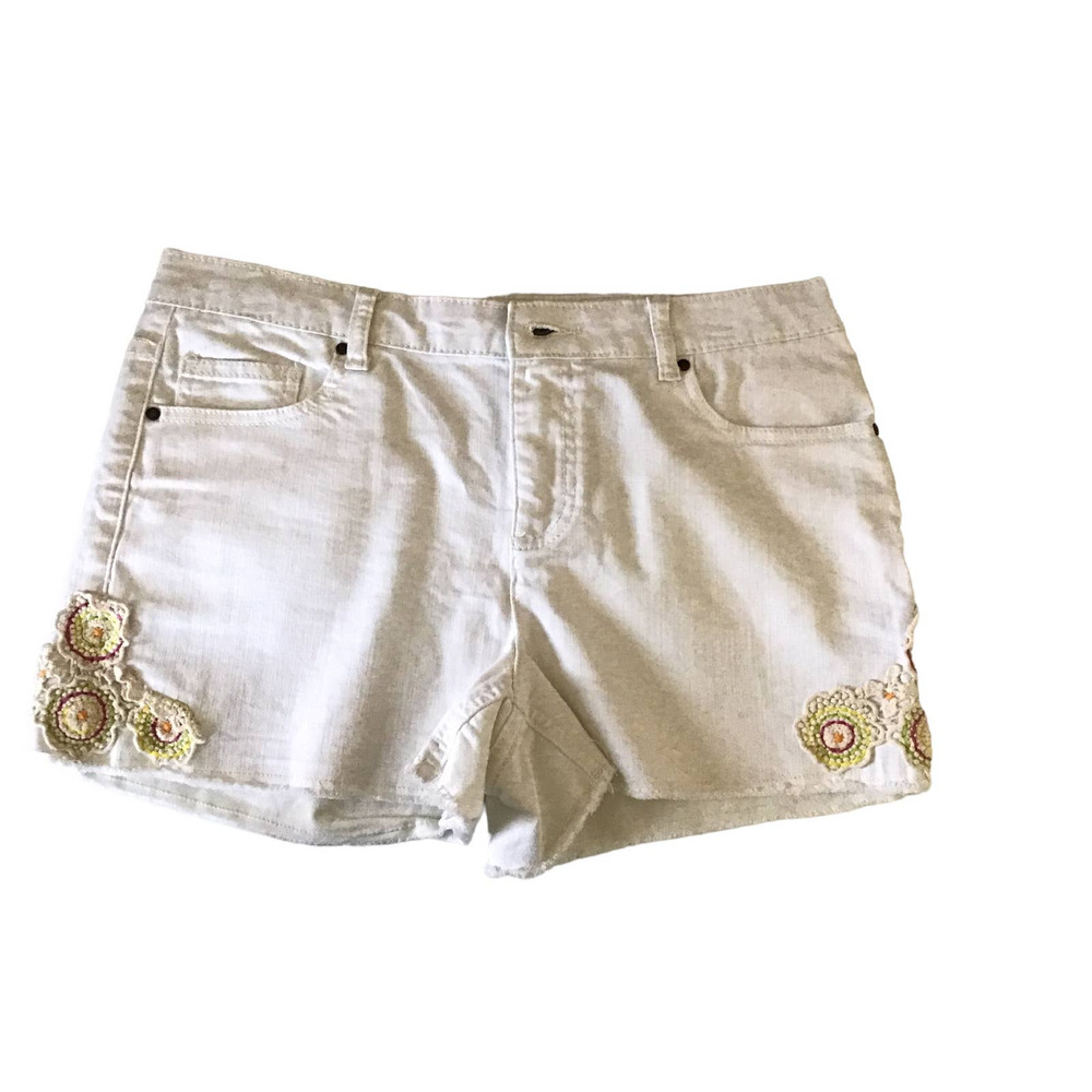 Lauren Conrad Womens Short Shorts Cut Offs Size 10 Crocheted Flowers